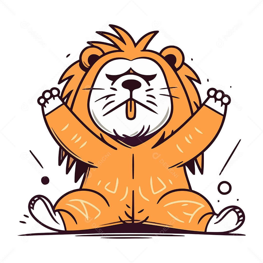 Leão de Desenho Animado Ilustração Vetor EPS