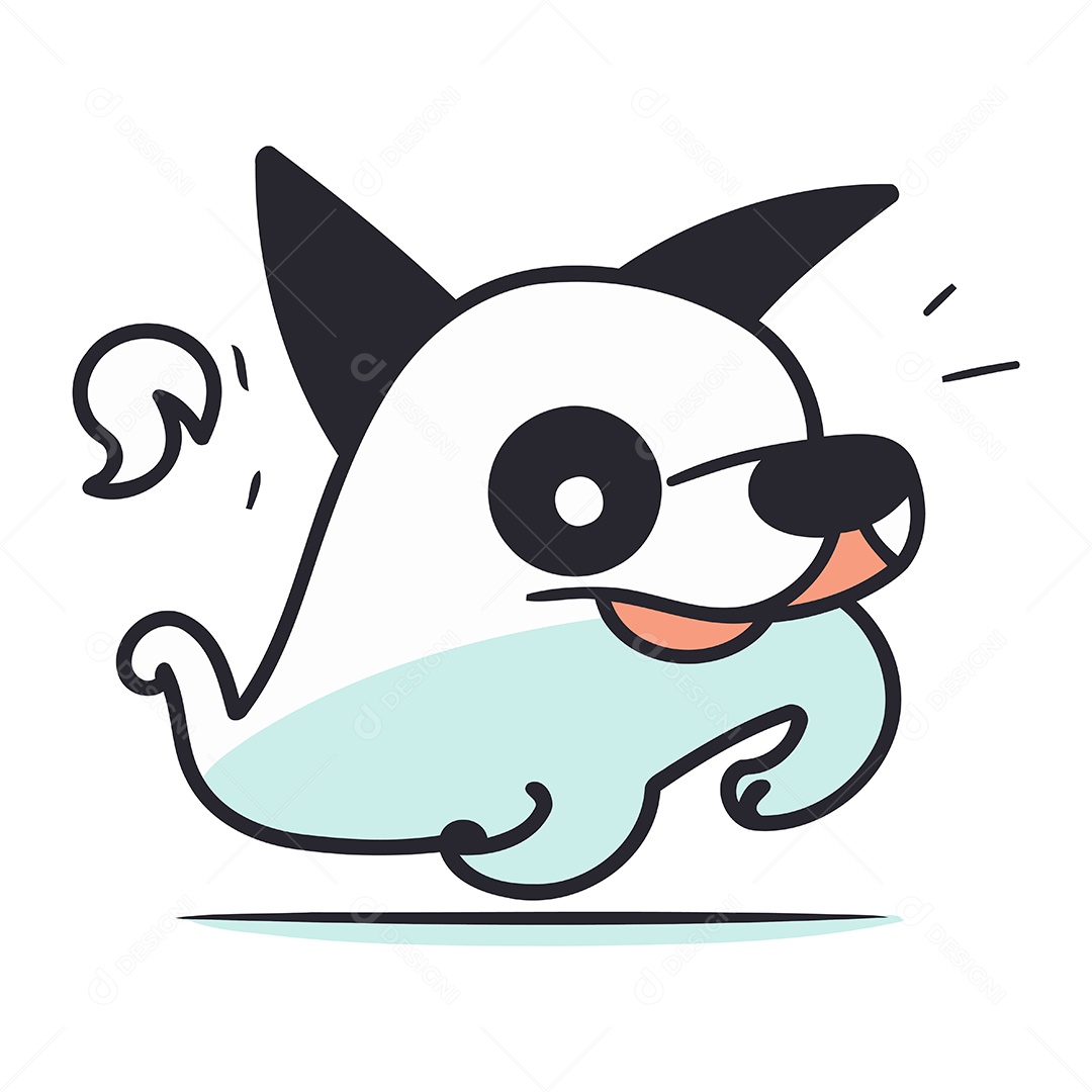 Cachorro Fofo de Desenho Animado Correndo Ilustração Vetor EPS