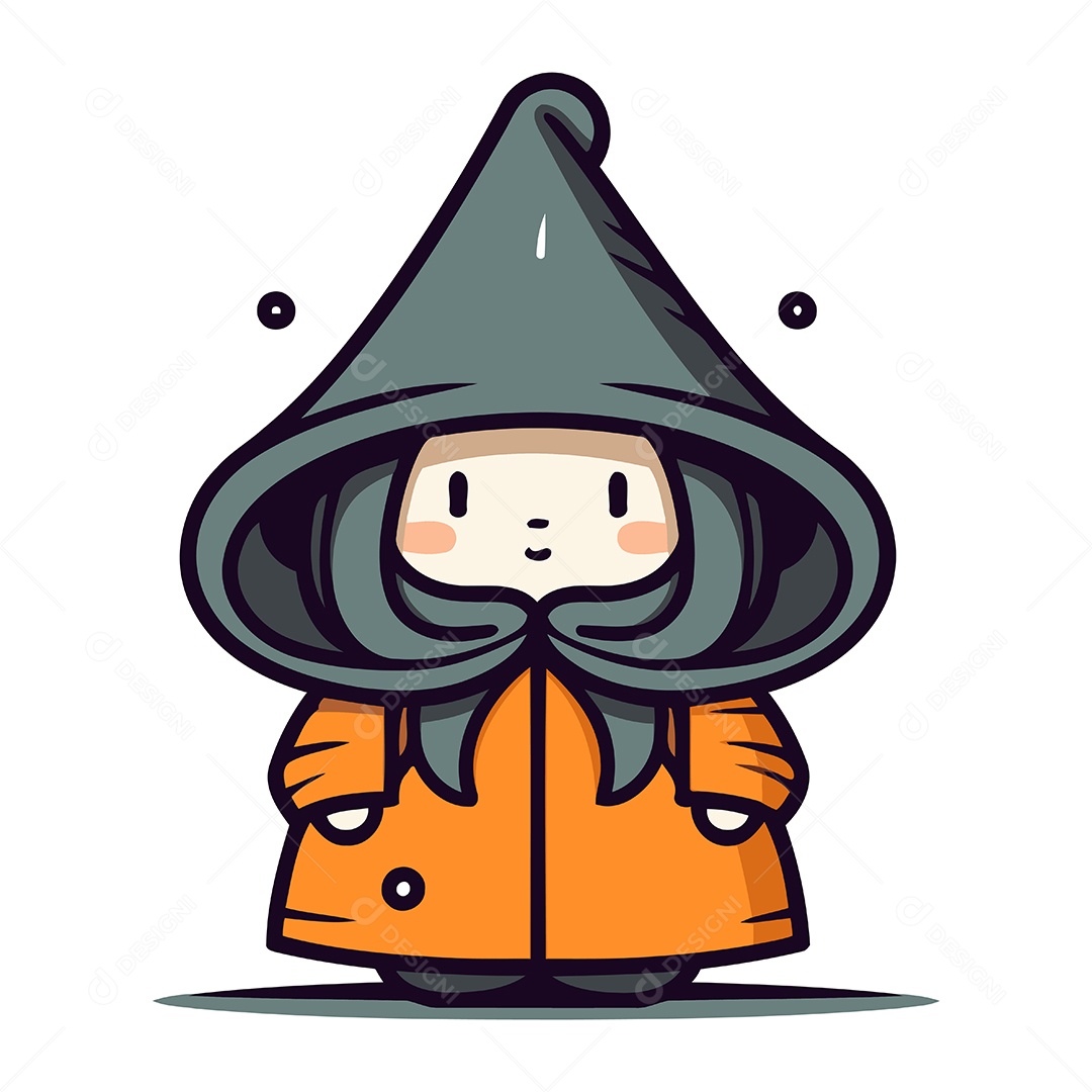 Menina Bonitinha com Capa de Chuva Ilustração Vetor EPS