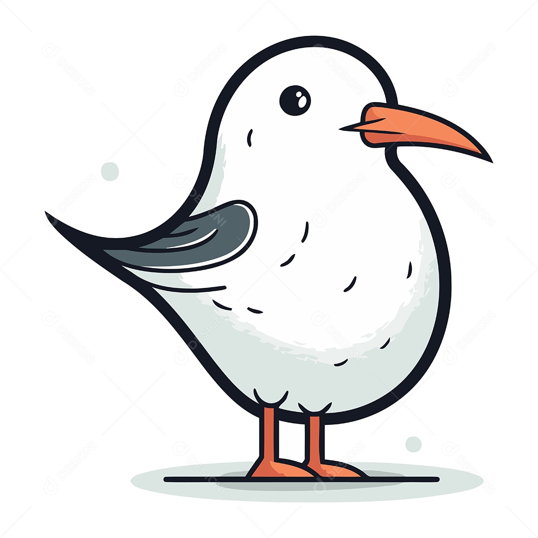 Gaivota Fofa de Desenho Animado Ilustração Vetor EPS