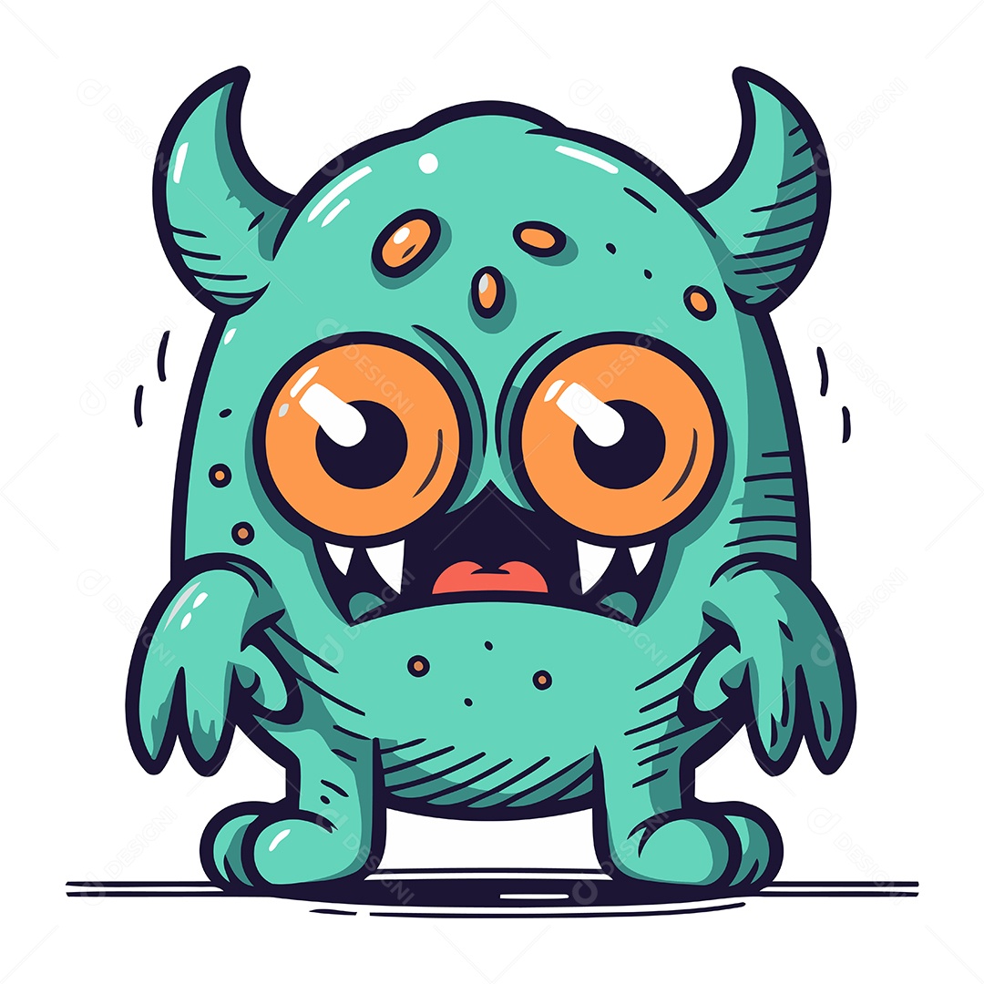 Monstro de Desenho Animado Ilustração Vetor EPS