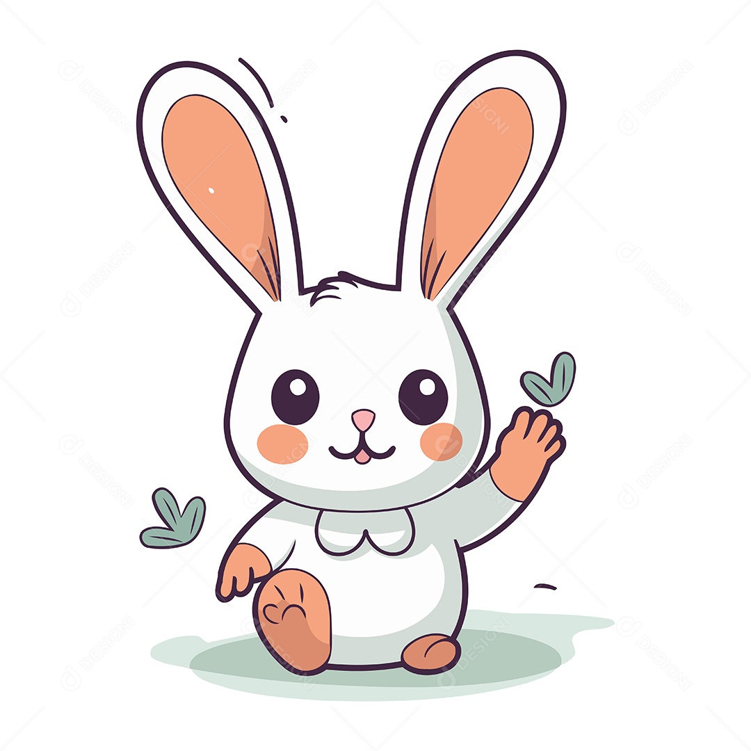 Coelhinho Fofo de Desenho Animado Ilustração Vetor EPS
