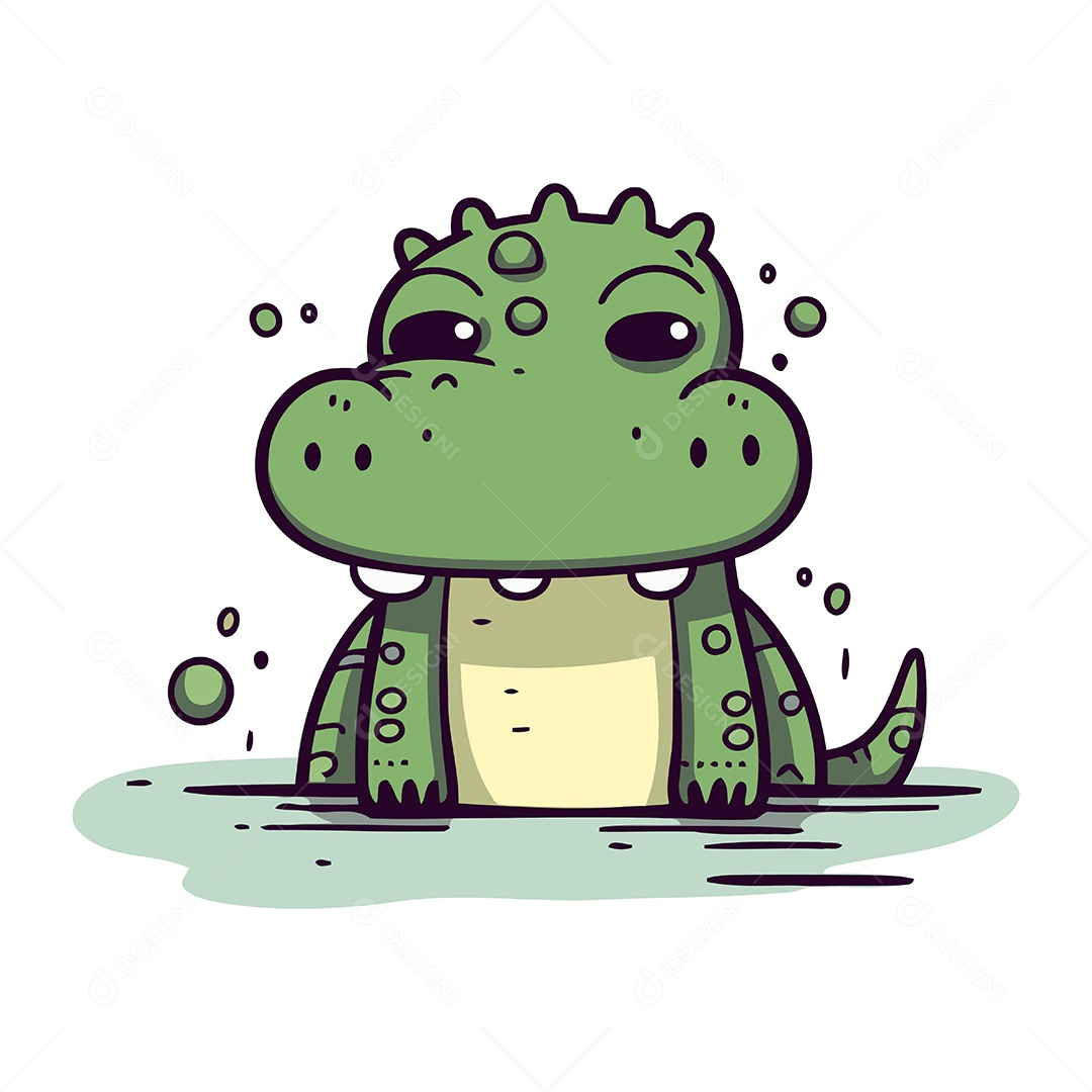 Crocodilo de Desenho Animado Ilustração Vetor EPS