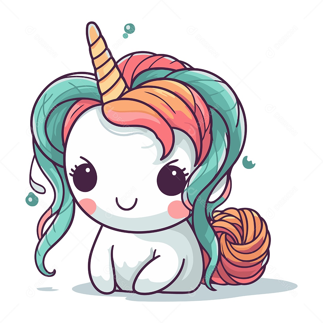 Unicórnio com um Novelo de Linha Ilustração Vetor EPS