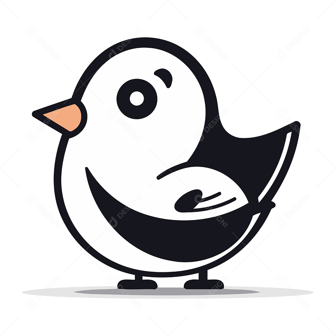 Pintinho Fofo de Desenho Animado Ilustração Vetor EPS