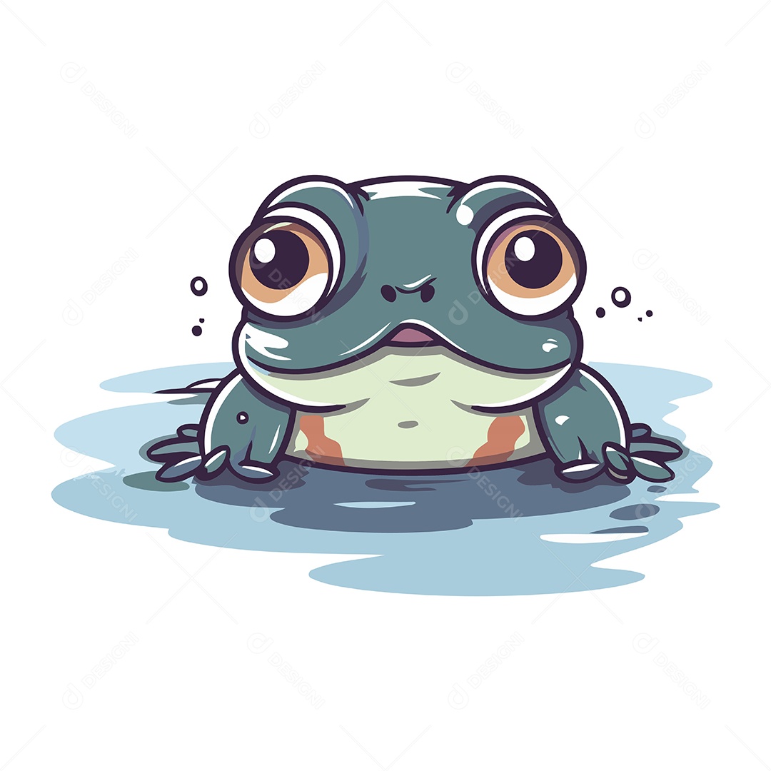 Sapo de Desenho Animado na Água Ilustração Vetor EPS