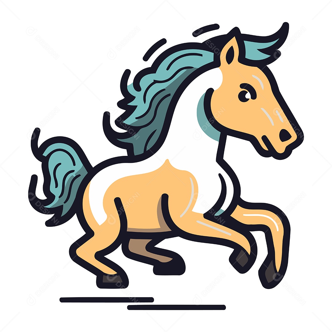 Cavalo Correndo de Desenho Animado Ilustração Vetor EPS