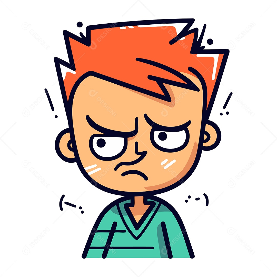 Menino Bravo de Desenho Animado Ilustração Vetor EPS