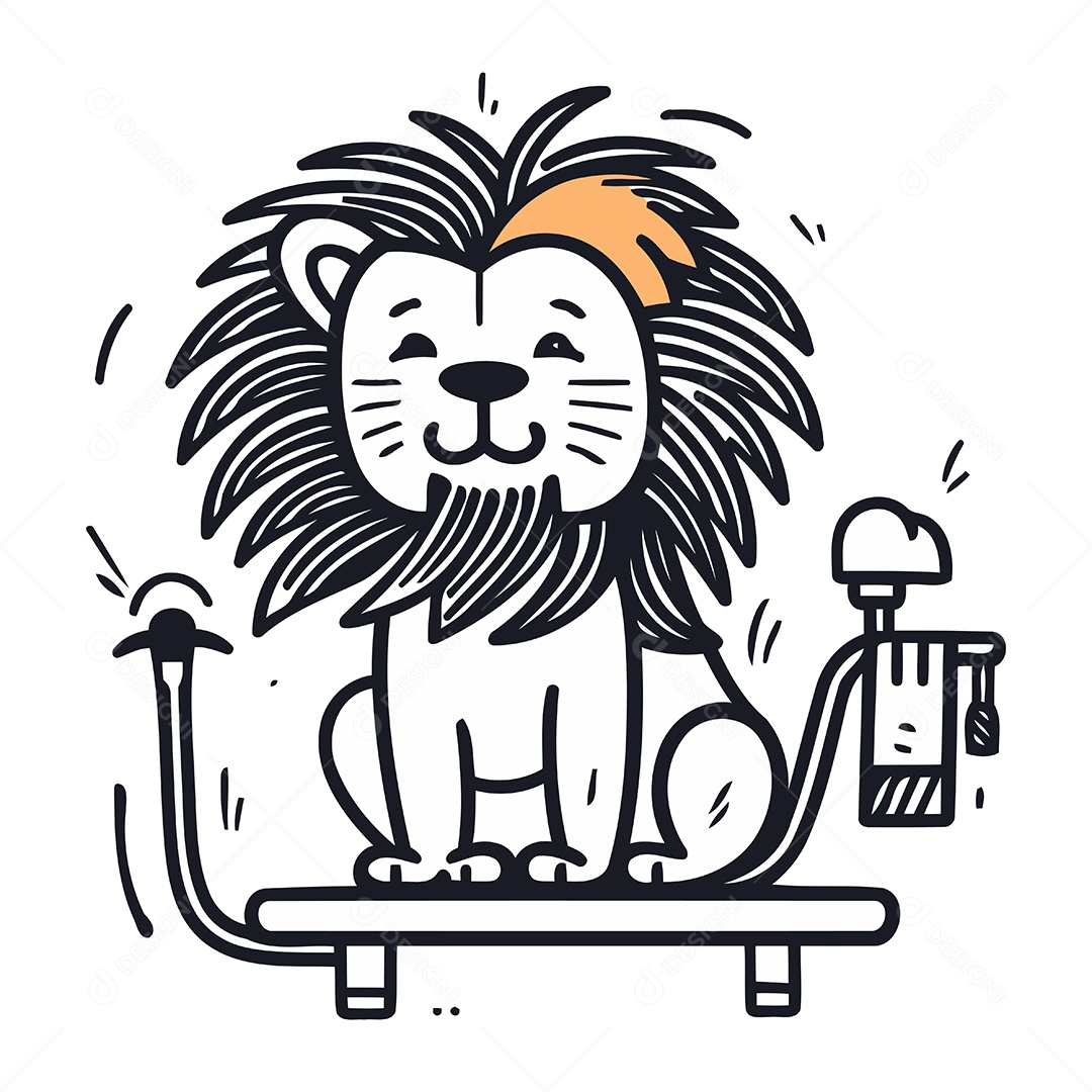 Leão de Desenho Animado Ilustração Vetor EPS