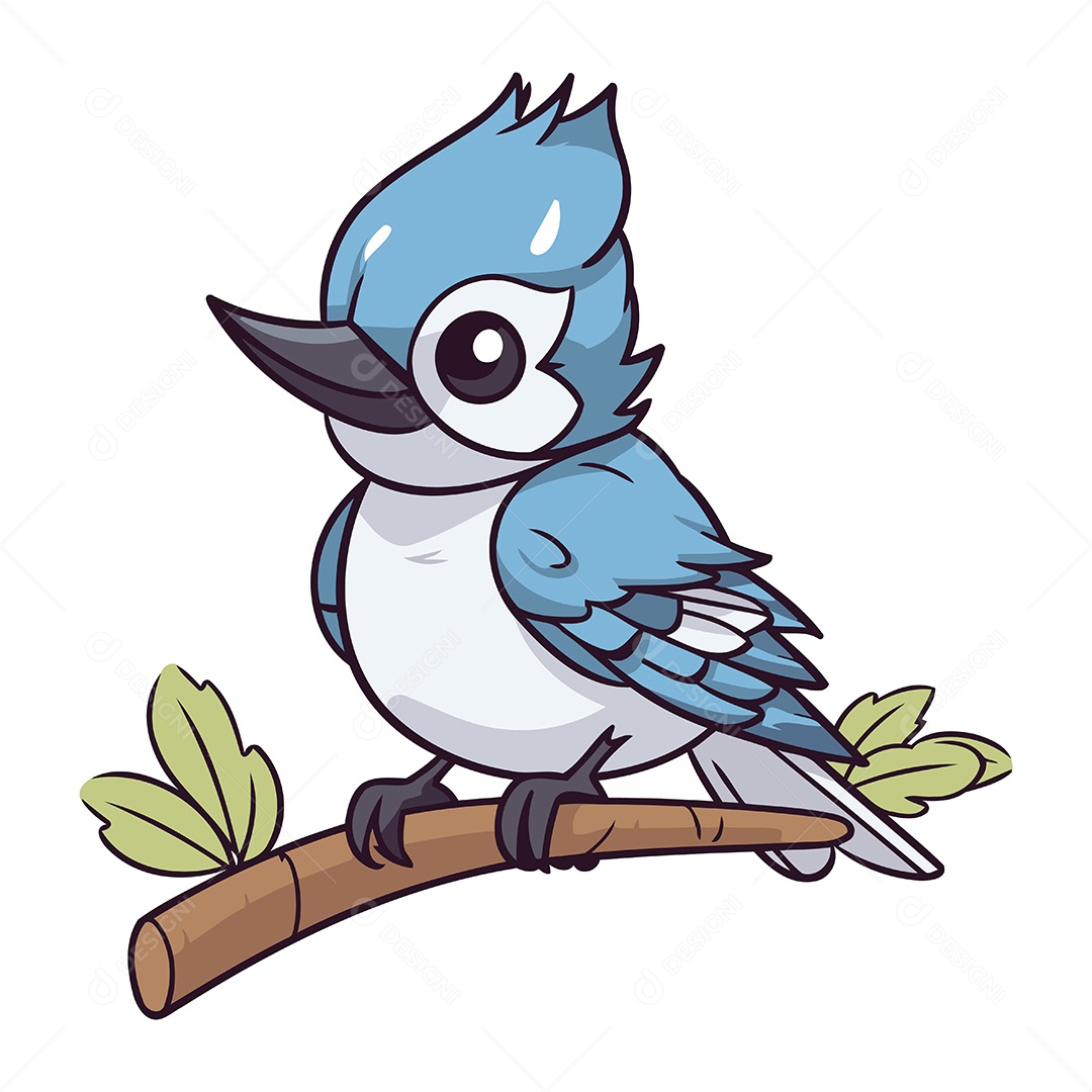 Pássaro Azul Pousado em um Galho Ilustração Vetor EPS