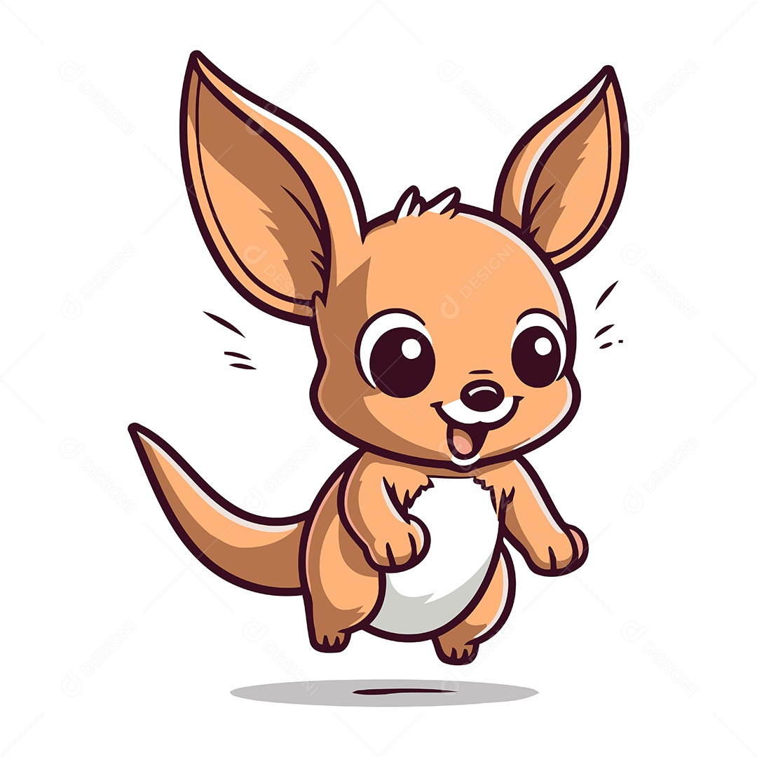 Canguru Fofo de Desenho Animado Ilustração Vetor EPS