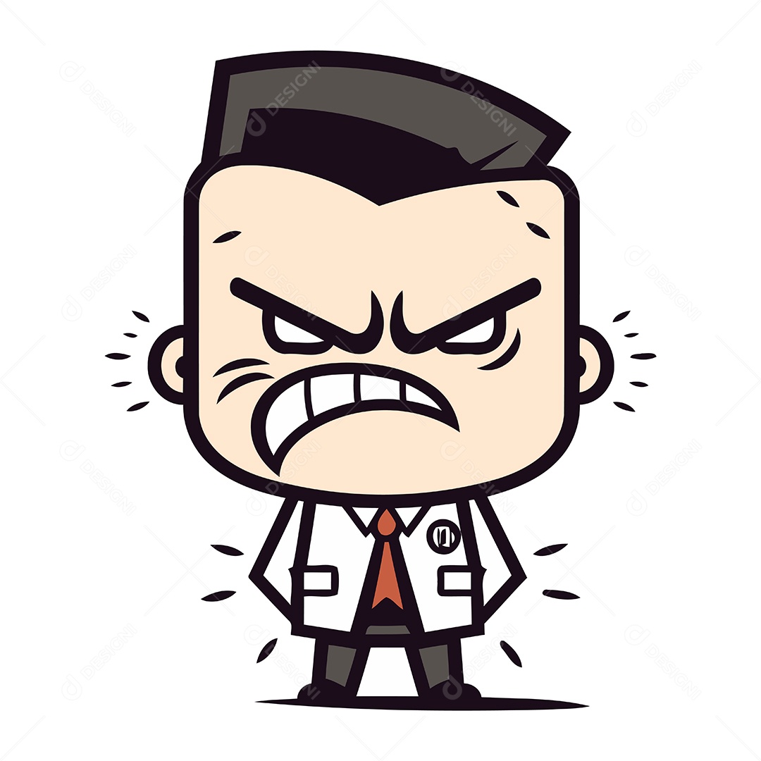 Médico Írritado de Desenho Animado Ilustração Vetor EPS