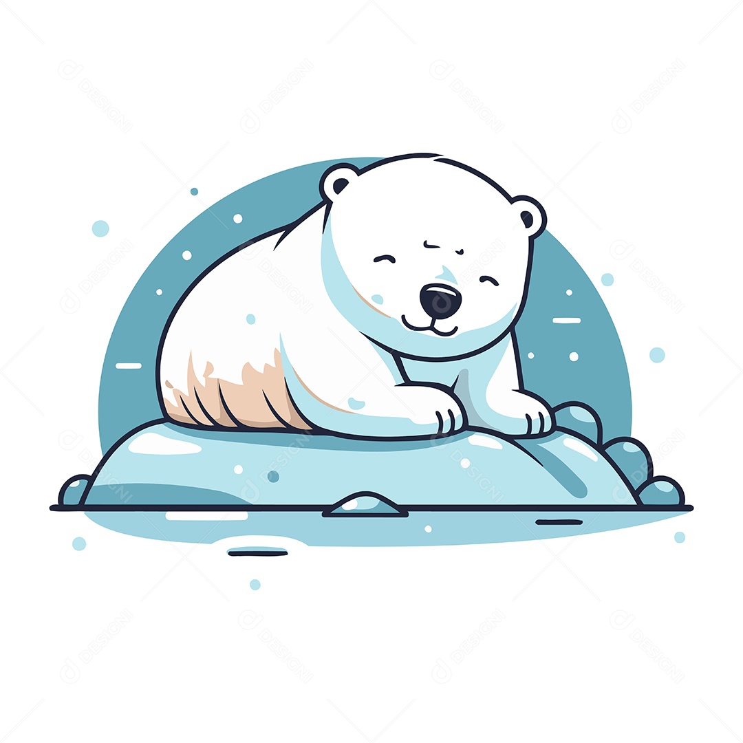 Urso Polar Dormindo no Gelo Ilustração Vetor EPS