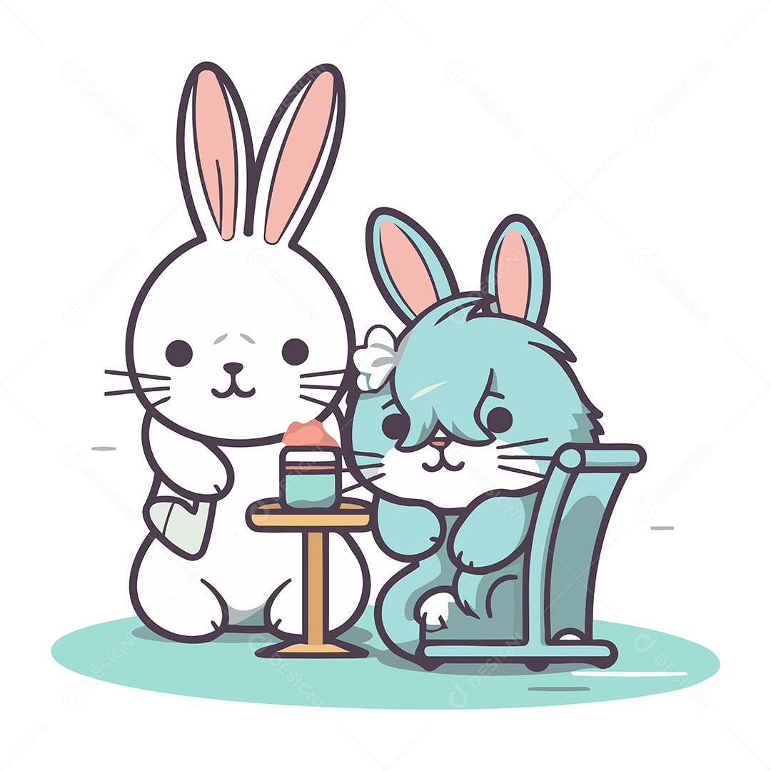 Coelhos de Desenho Animado Ilustração Vetor EPS