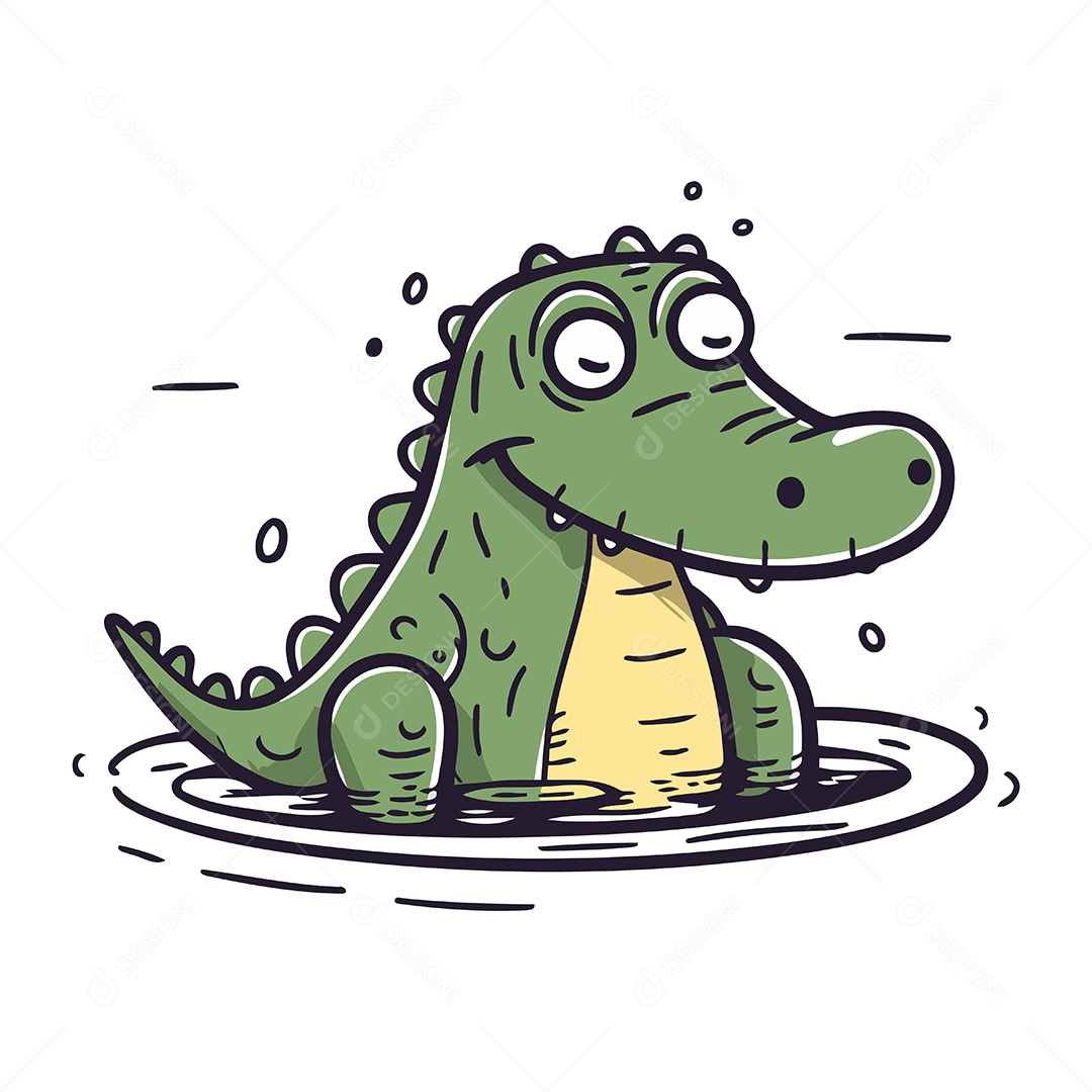 Crocodilo de Desenho Animado Ilustração Vetor EPS