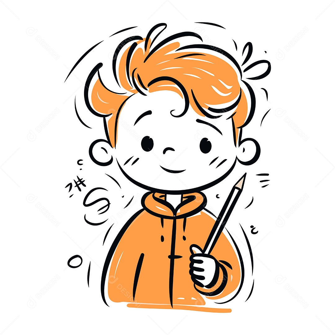 Menino com um Lápis na Mão Ilustração Vetor EPS