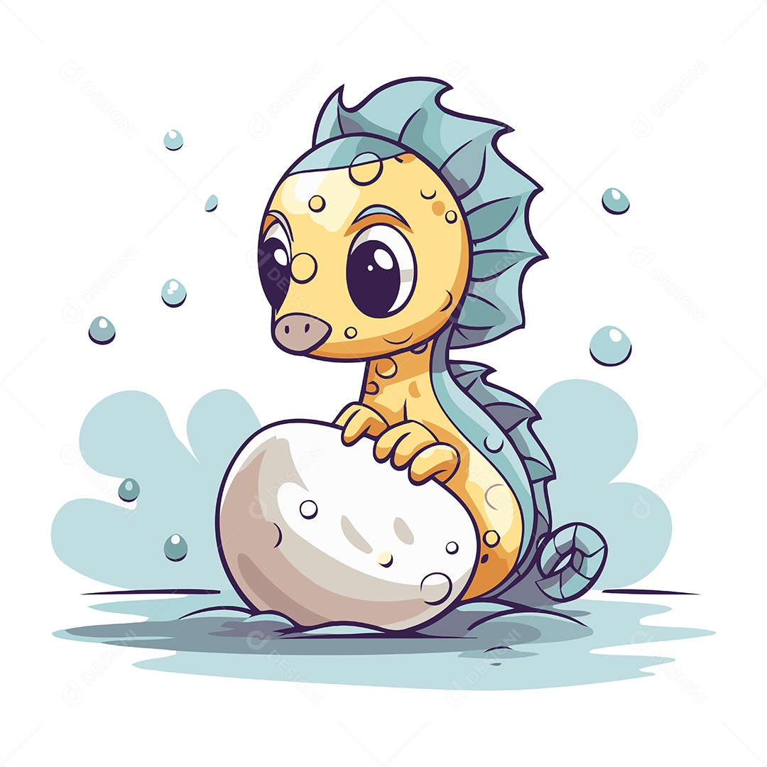 Cavalo Marinho com Ovo Grande Ilustração Vetor EPS