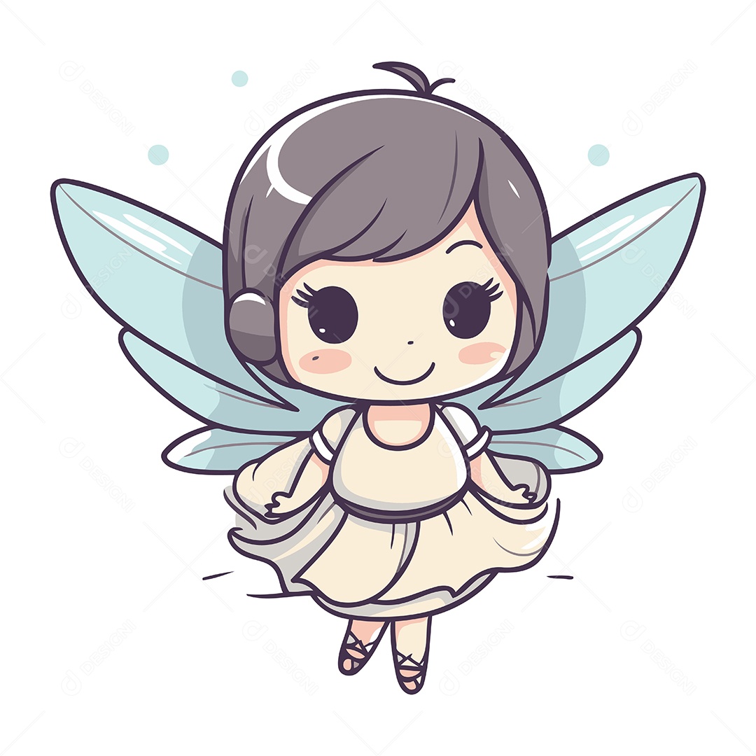 Fada Fofa de Desenho Animado Ilustração Vetor EPS