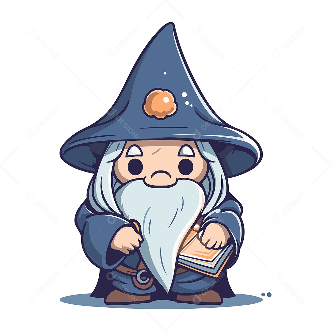 Mago Lendo um Livro Ilustração Vetor EPS