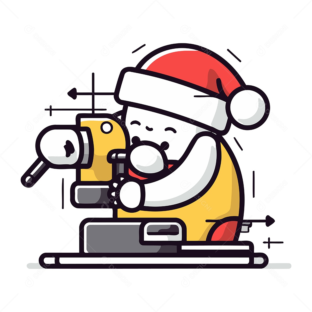 Papai Noel Trabalhando com um Microscópio Ilustração Vetor EPS