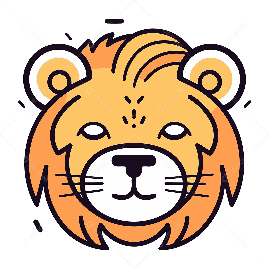 Rosto Fofo de Tigre Ilustração Vetor EPS