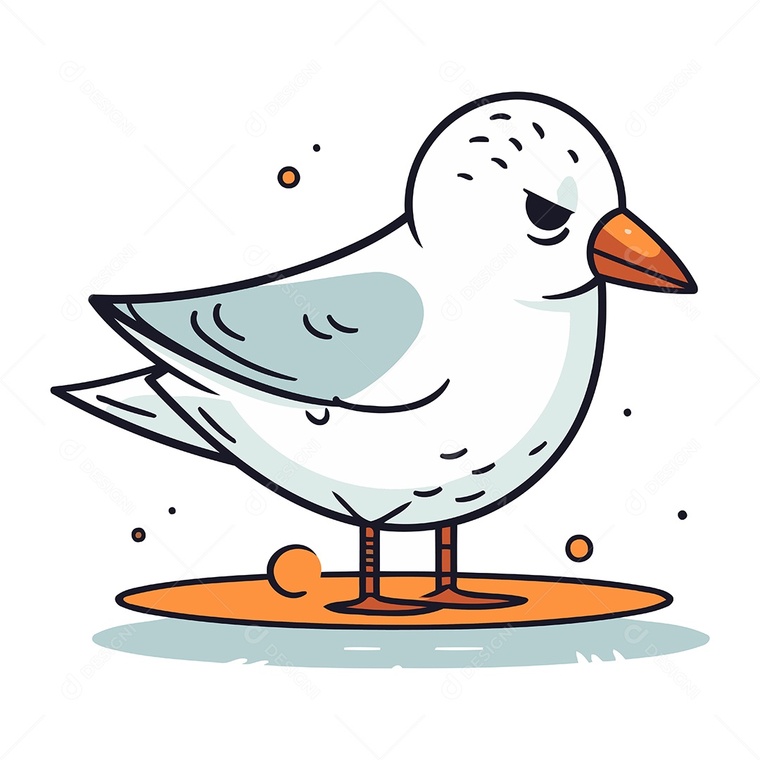 Gaivota Fofa de Desenho Animado Ilustração Vetor EPS