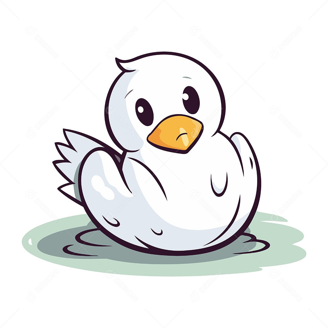 Patinho Fofo de Desenho Animado Ilustração Vetor EPS