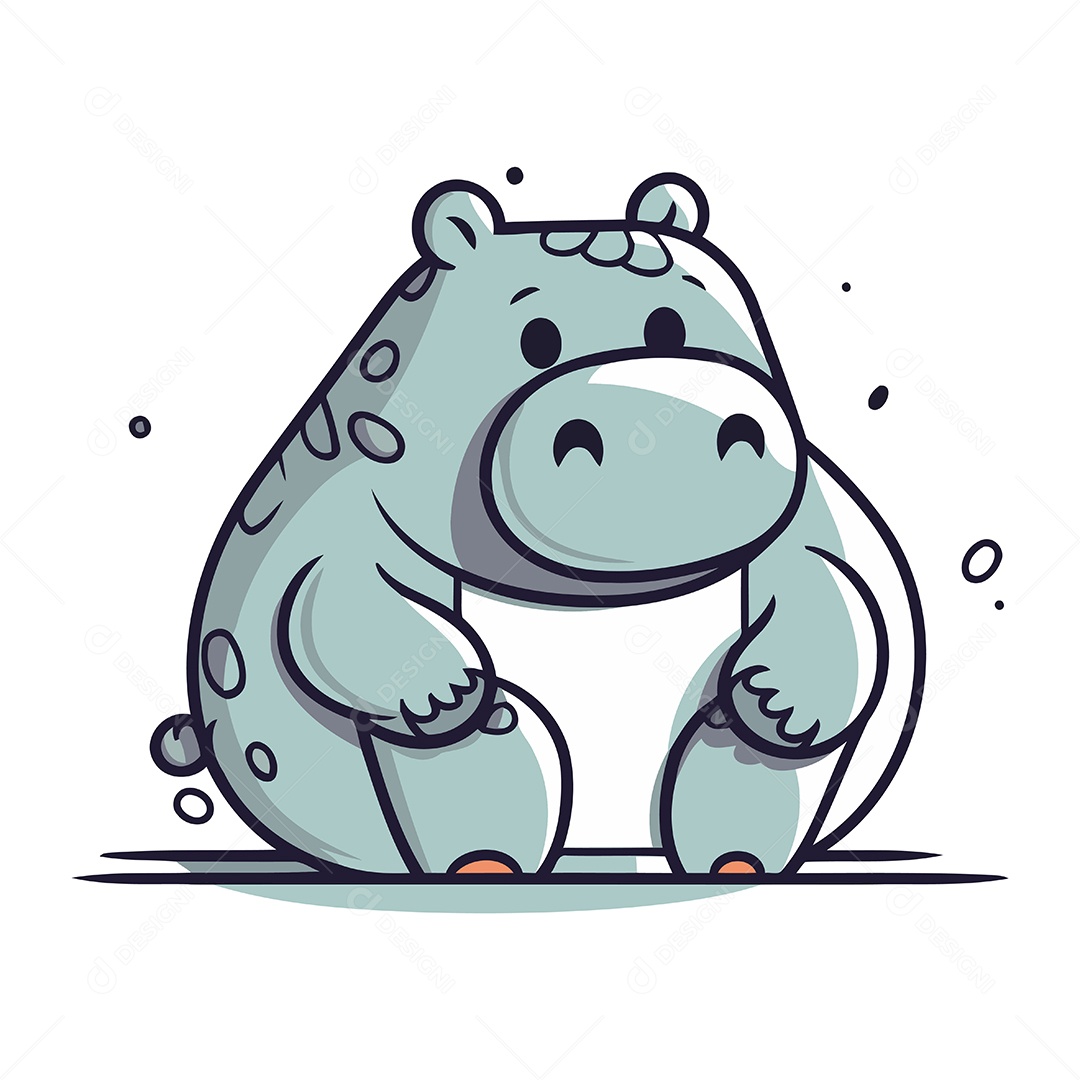 Hipopótamo de Desenho Animado Ilustração Vetor EPS