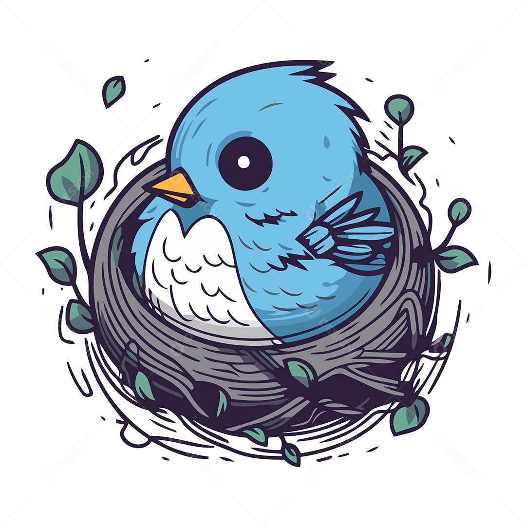 Pássaro no Ninho Ilustração Vetor EPS