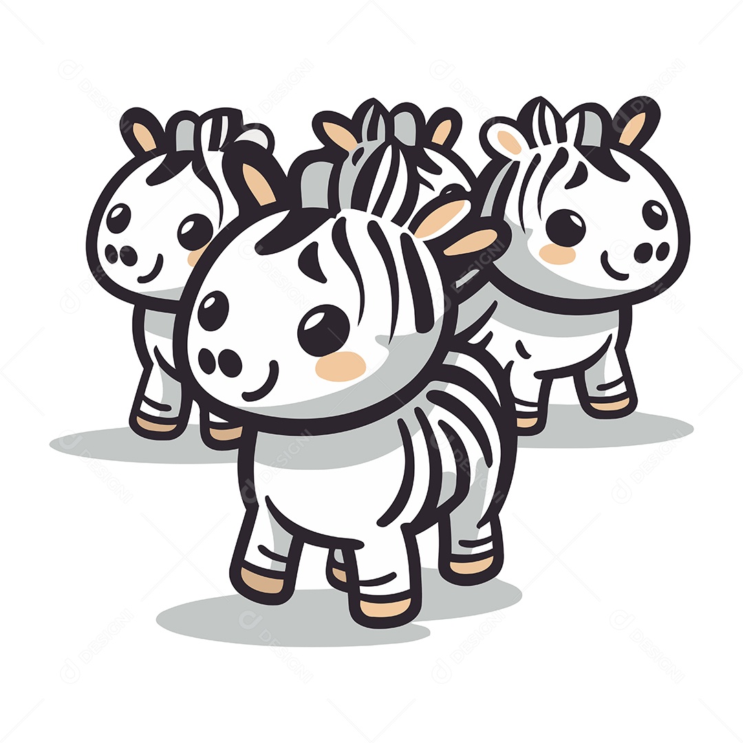 Zebras de Desenho Animado Ilustração Vetor EPS