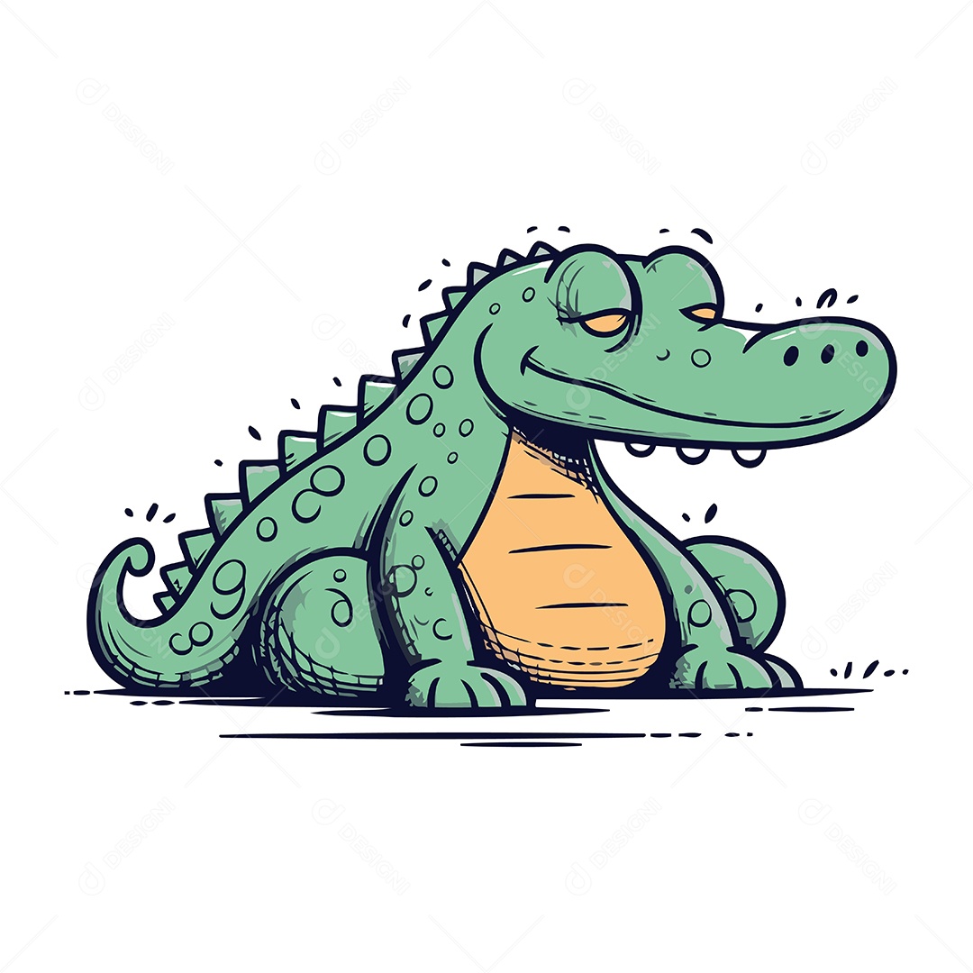 Crocodilo de Desenho Animado Ilustração Vetor EPS