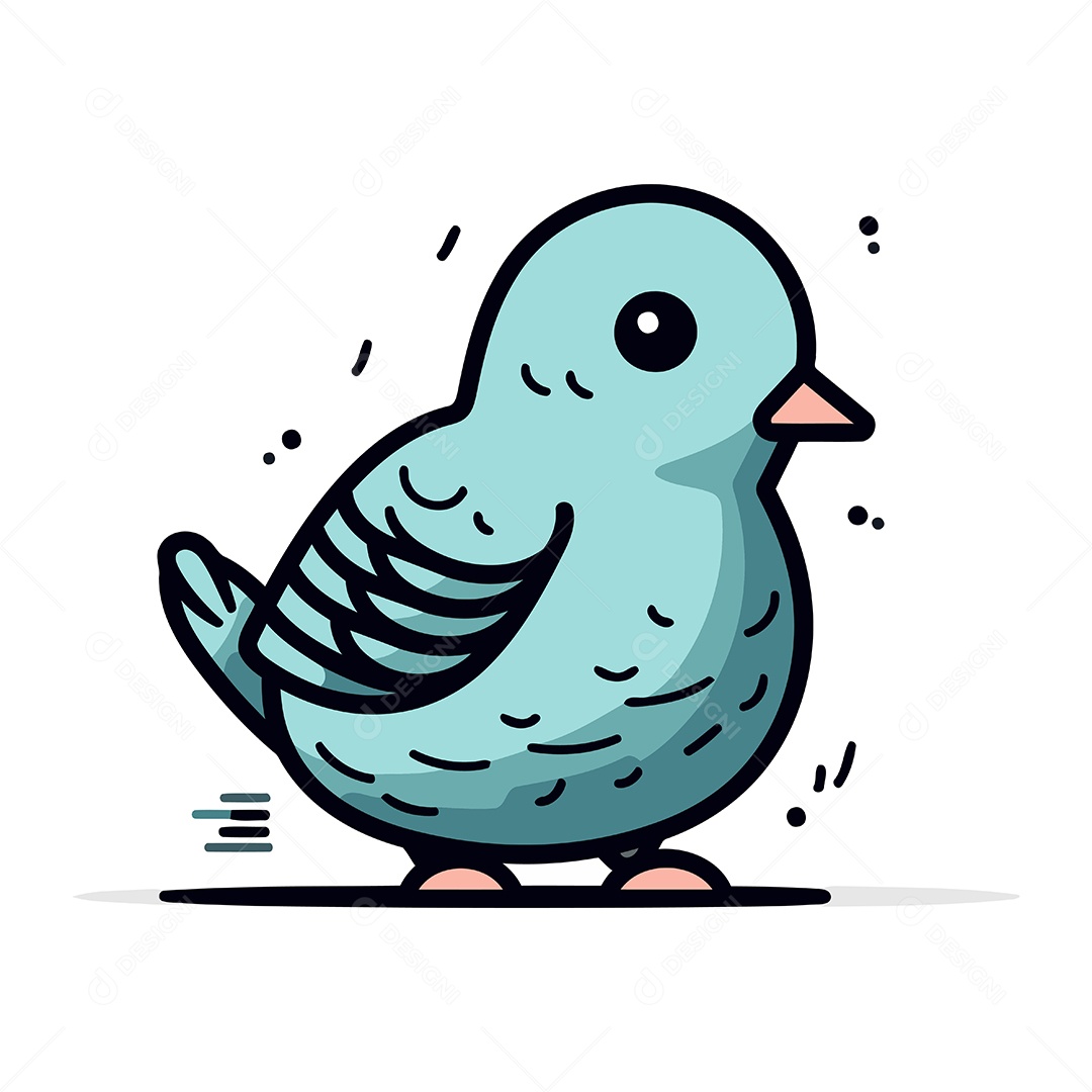 Pássaro Azul Bonito de Desenho Animado Ilustração Vetor EPS