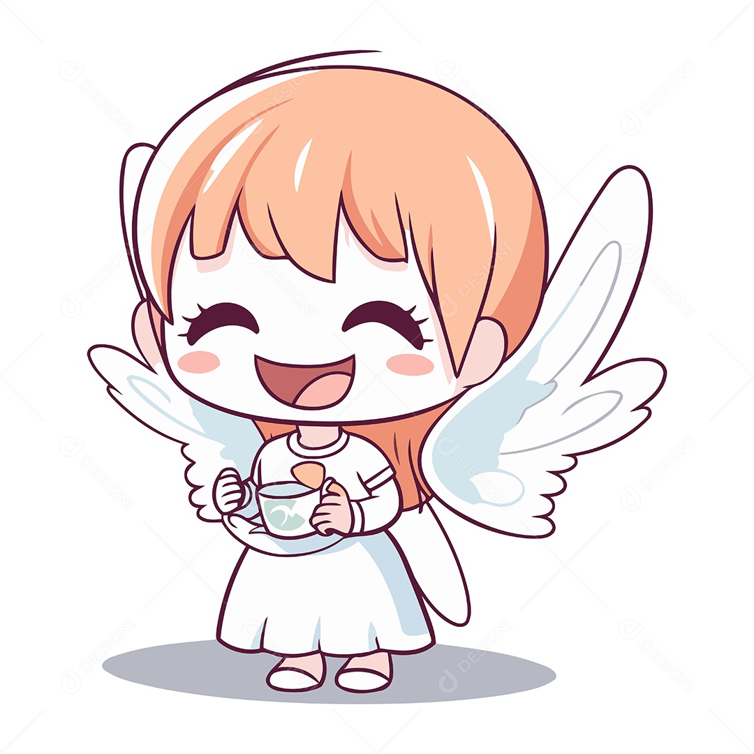 Anjinho Fofo de Desenho Animado Ilustração Vetor EPS