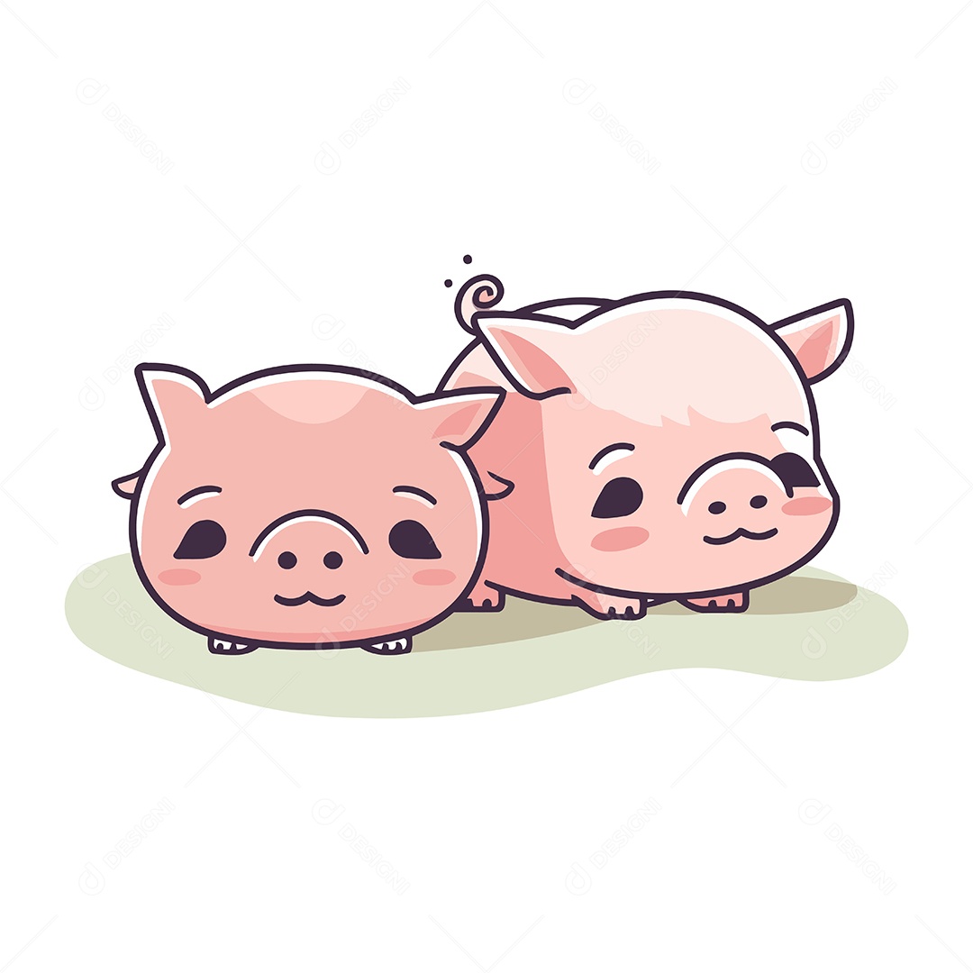 Porquinhos Fofo de Desenho Animado Ilustração Vetor EPS