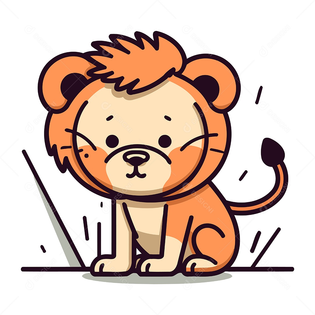 Leão de Desenho Animado Ilustração Vetor EPS