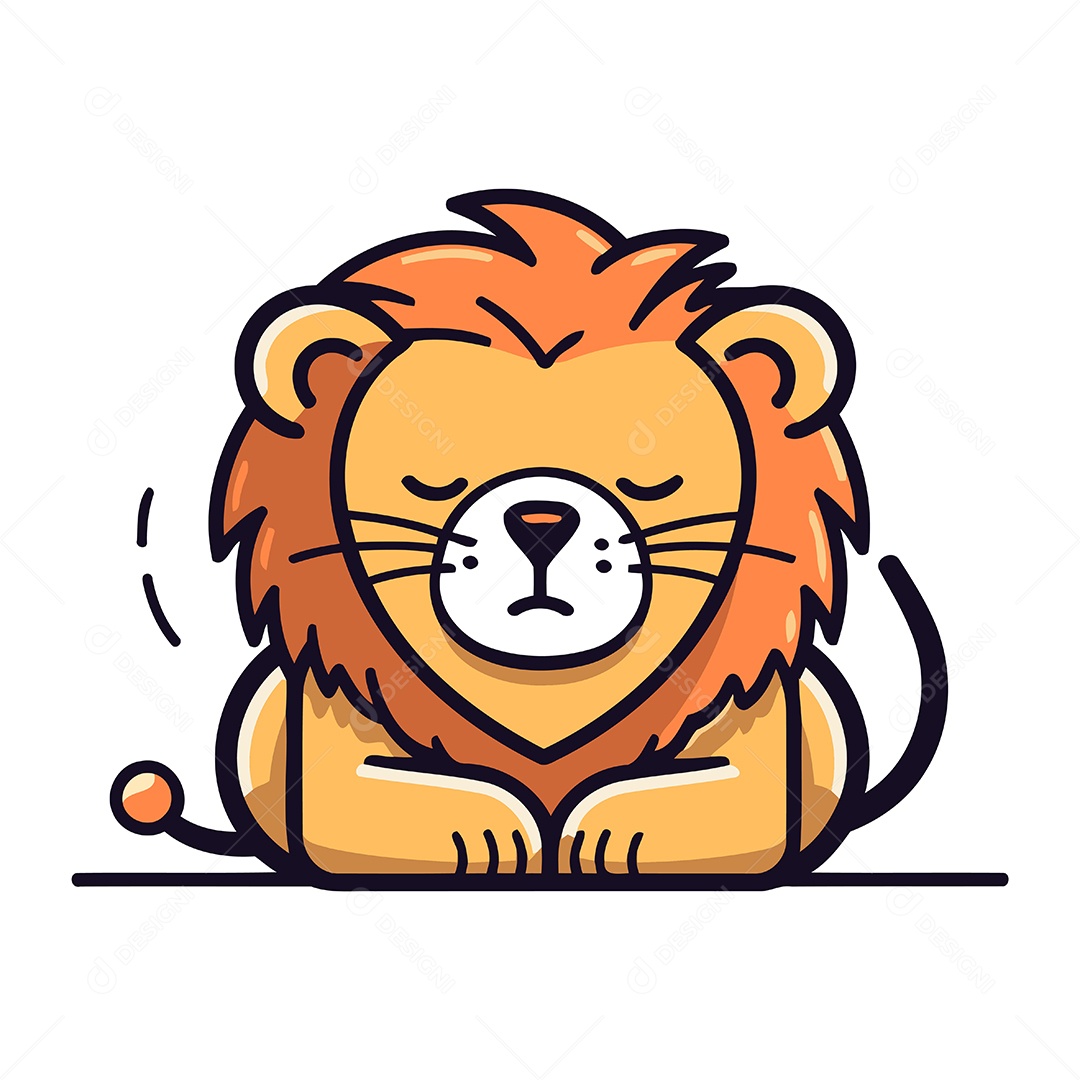 Leão de Desenho Animado Ilustração Vetor EPS