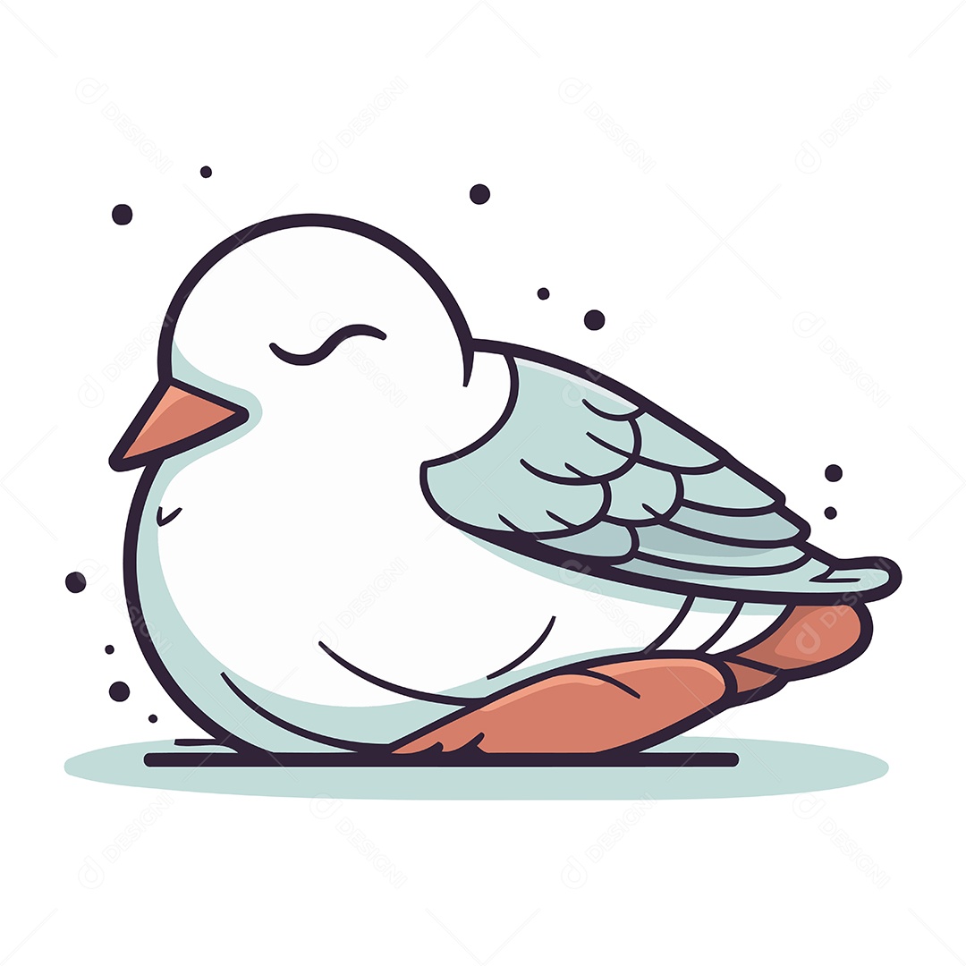 Gaivota Fofa de Desenho Animado Ilustração Vetor EPS