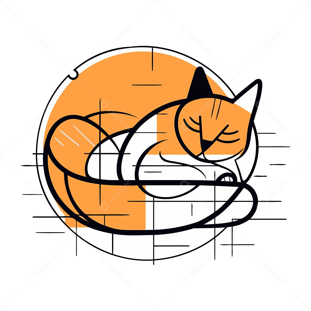 Gato Dormindo de Desenho Animado Ilustração Vetor EPS