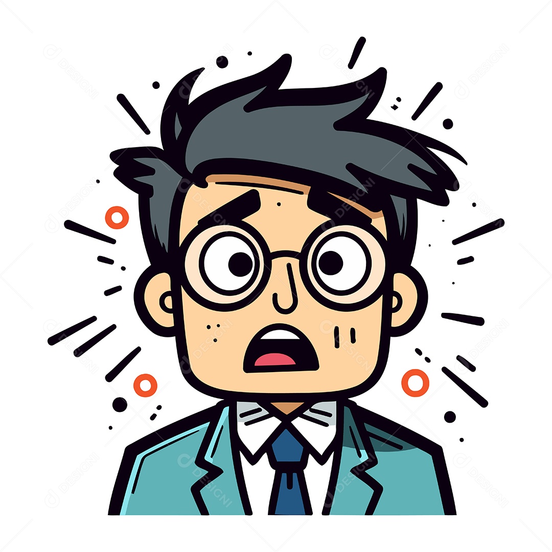 Homem de Óculos Desenho Animado Ilustração Vetor EPS