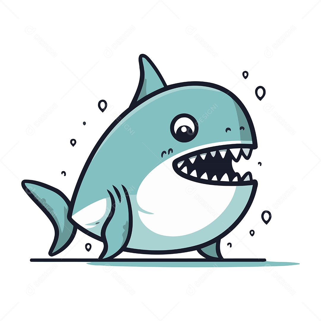 Tubarão de Desenho Animado Ilustração Vetor EPS