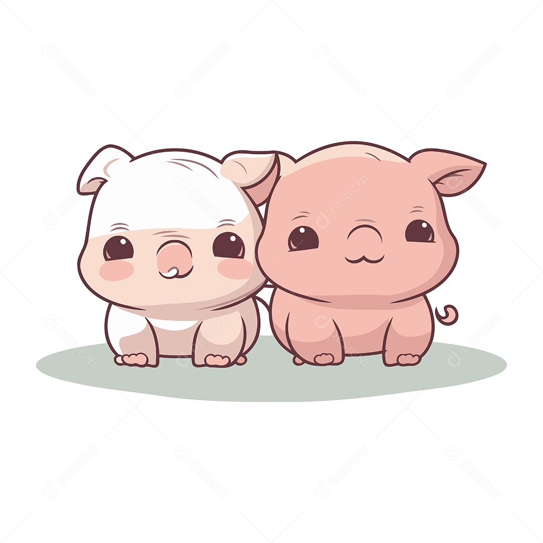 Porcos Fofo de Desenho Animado Ilustração Vetor EPS