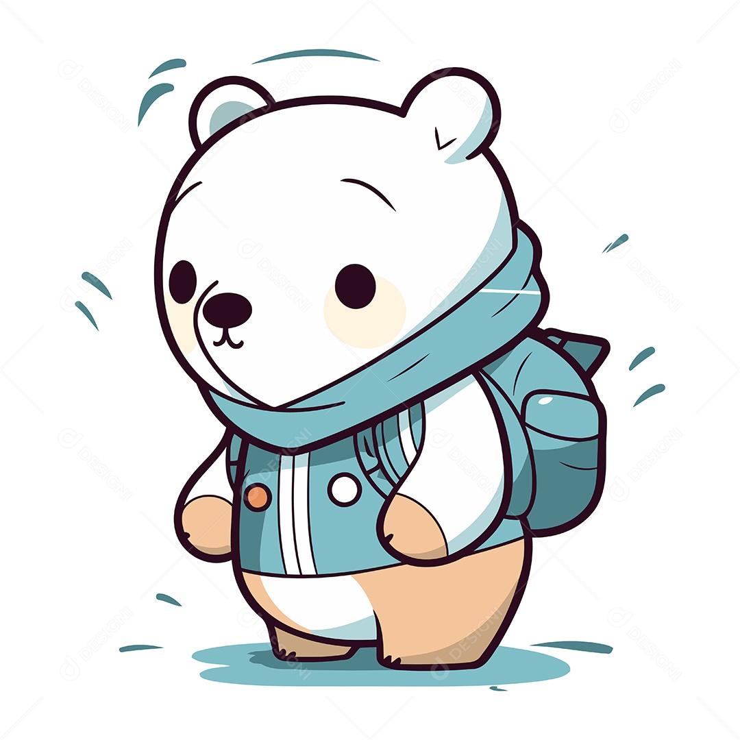 Urso Polar de Desenho Animado Ilustração Vetor EPS