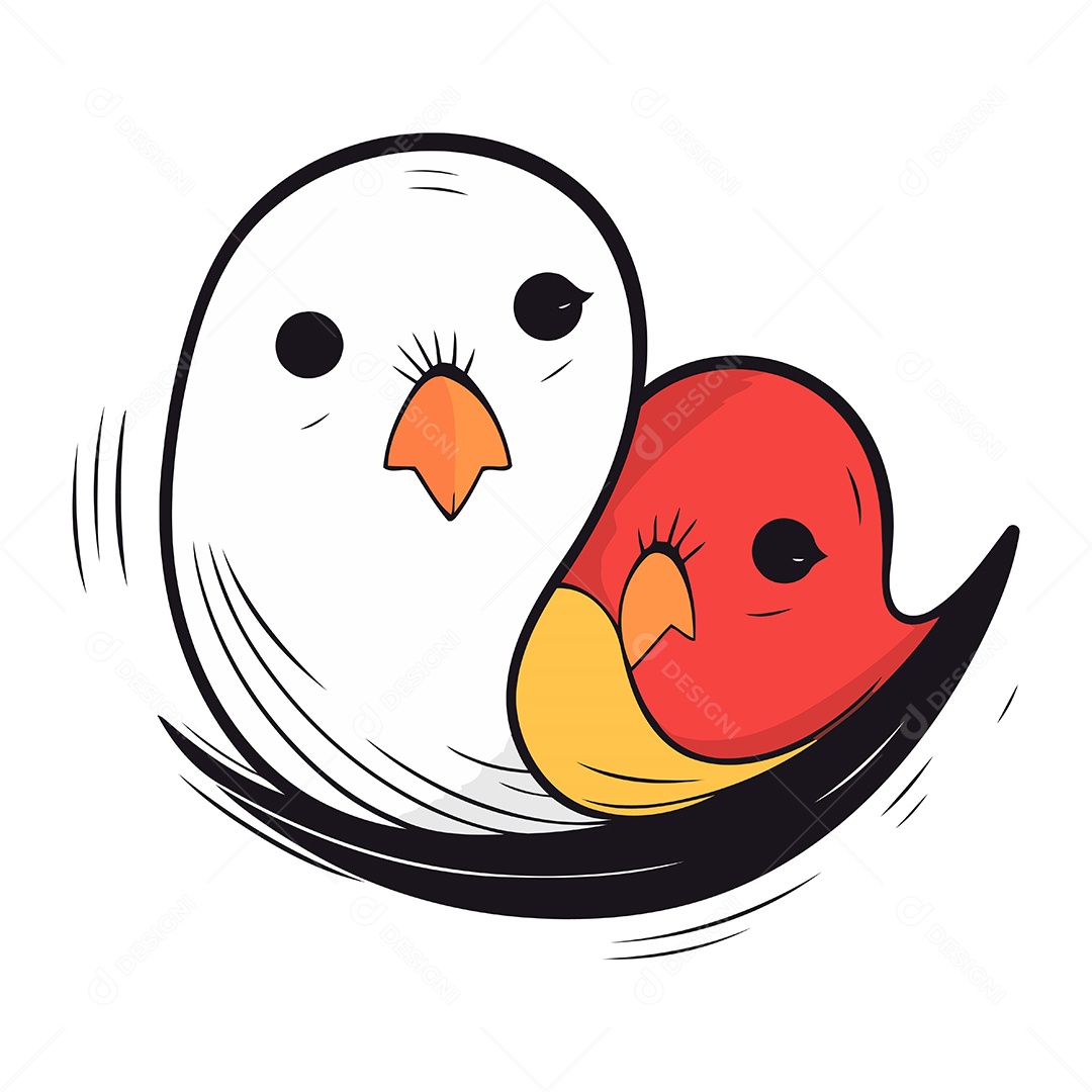 Pássaros Fofo de Desenho Animado Ilustração Vetor EPS