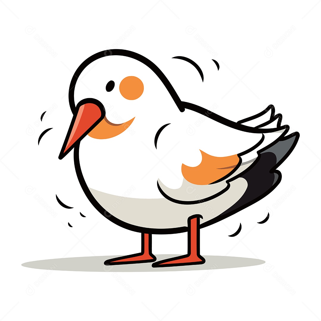 Gaivota Fofa de Desenho Animado Ilustração Vetor EPS