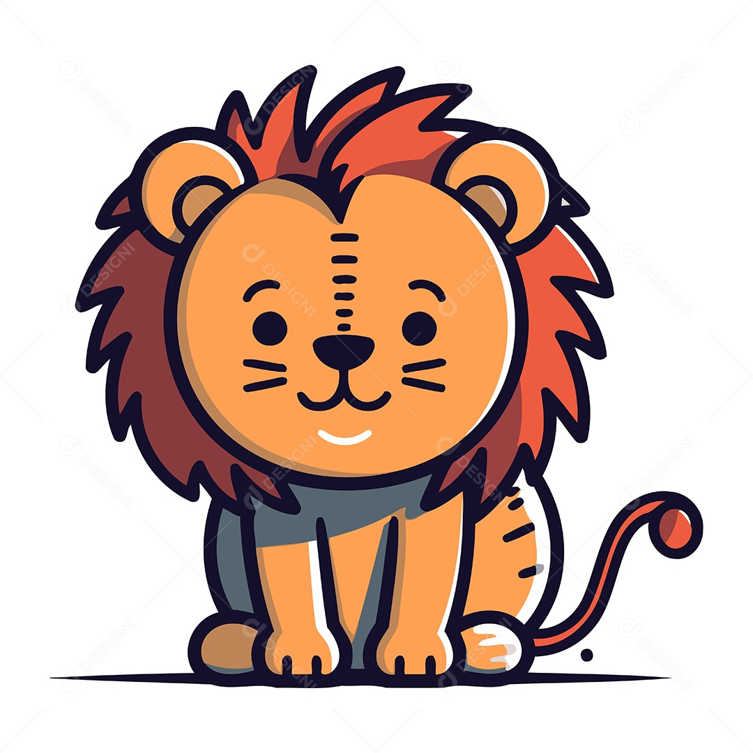Leão de Desenho Animado Ilustração Vetor EPS