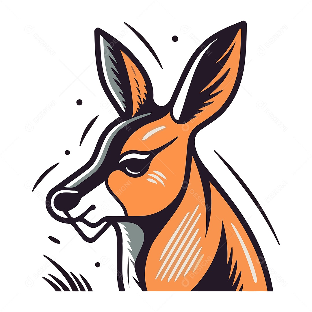 Cabeça de Canguru Fofa Ilustração Vetor EPS