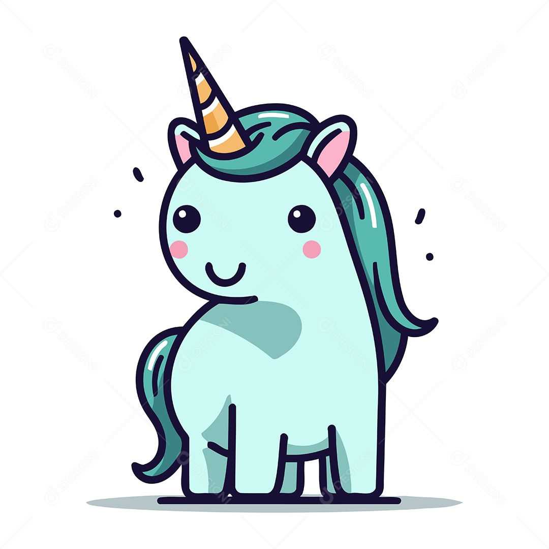 Unicórnio de Desenho Animado Fofo Ilustração Vetor EPS