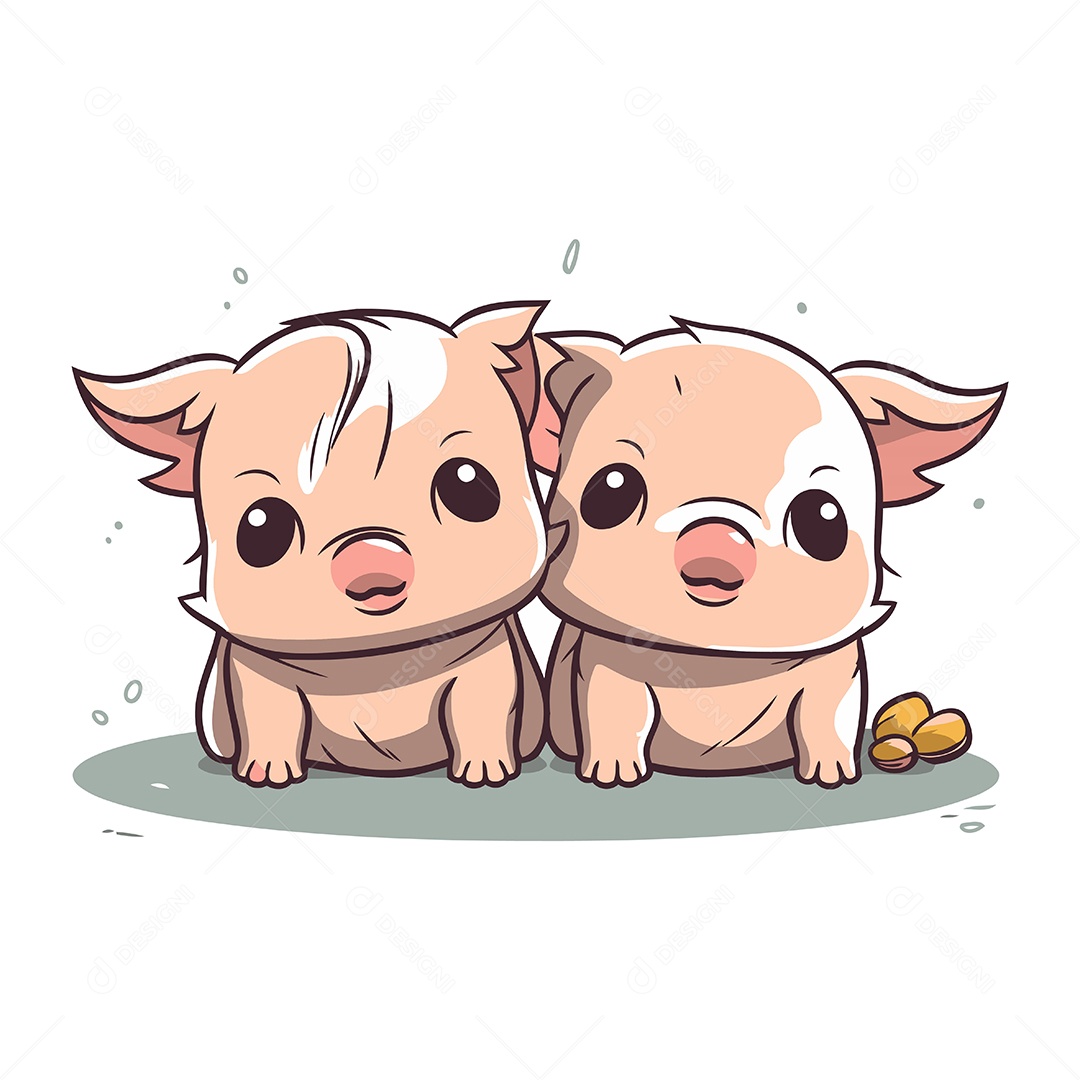 Porcos de Desenho Animado Ilustração Vetor EPS