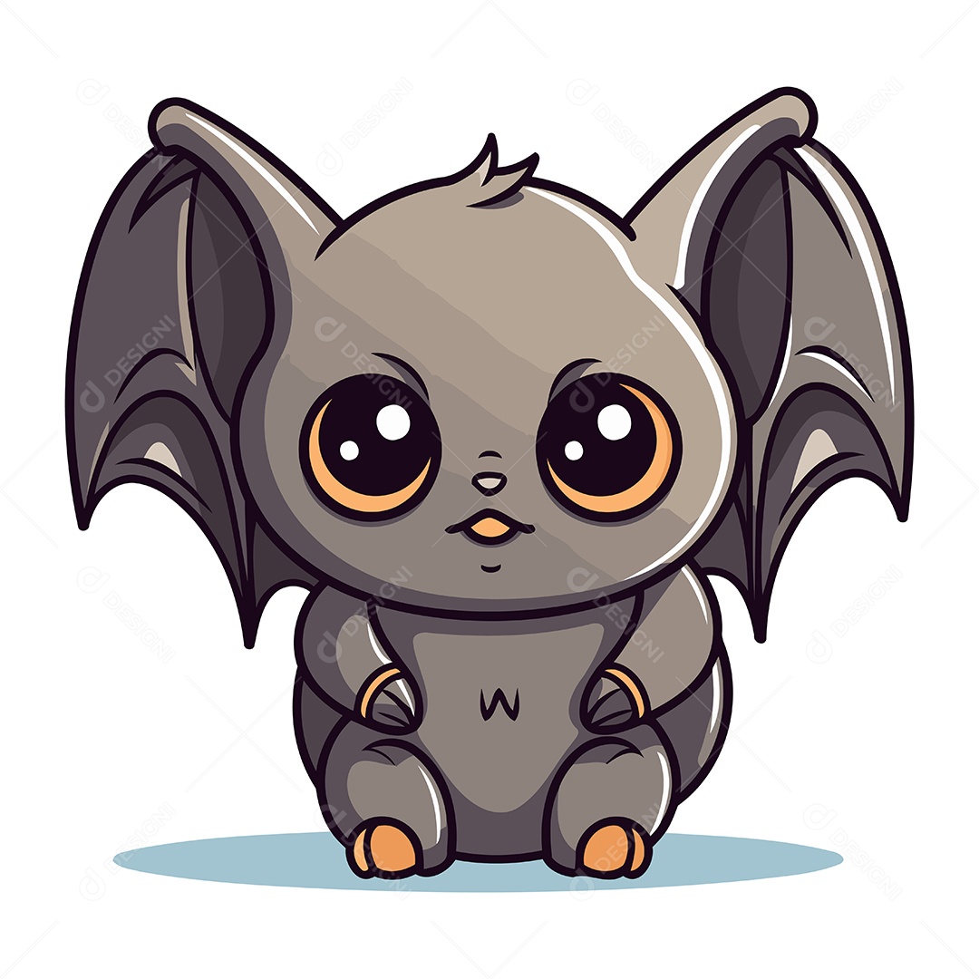 Morcego Fofo de Desenho Animado Ilustração Vetor EPS