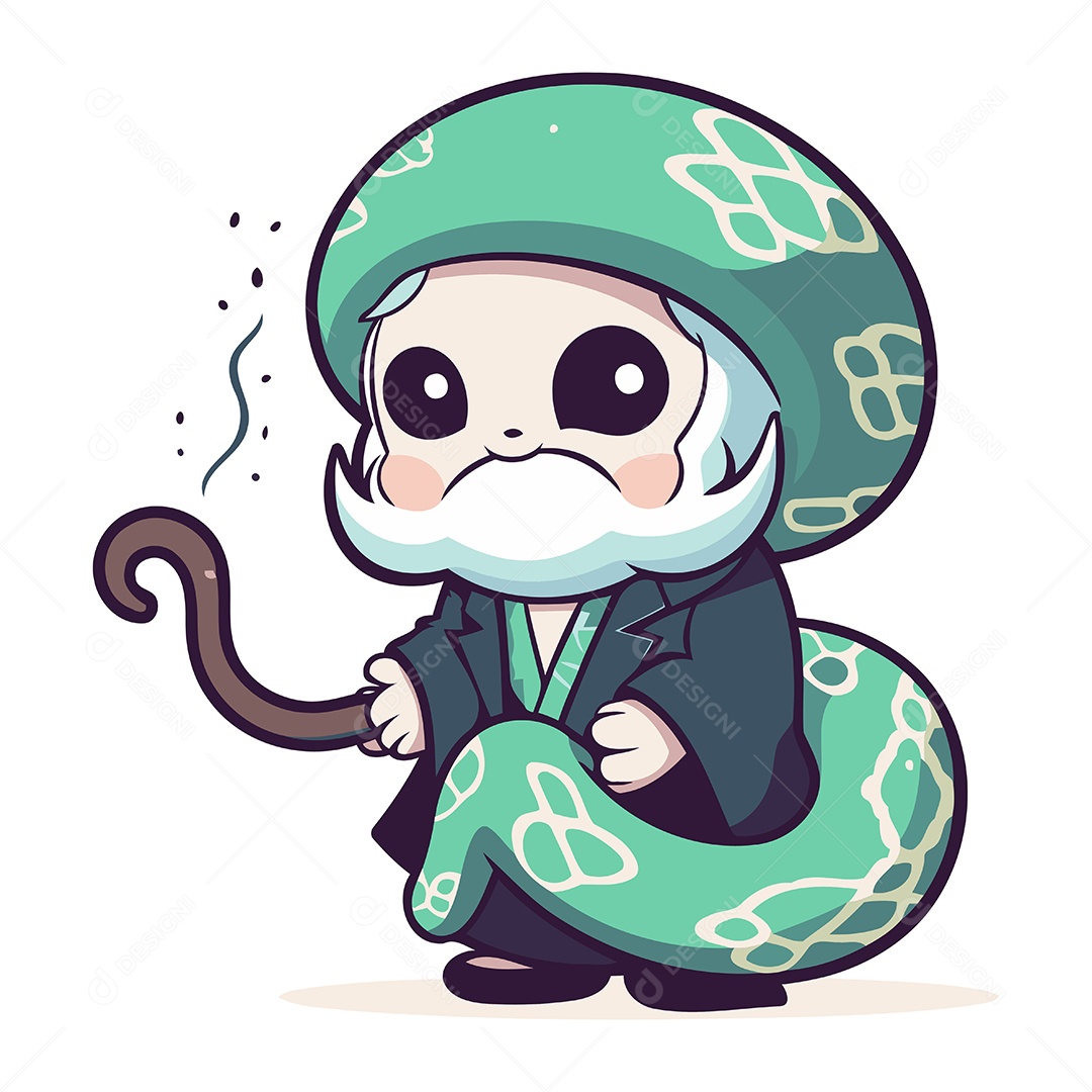 Personagem de Desenho Animado com Cobra Ilustração Vetor EPS